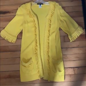 Nanette Lepore bright yellow short sleeve sweater